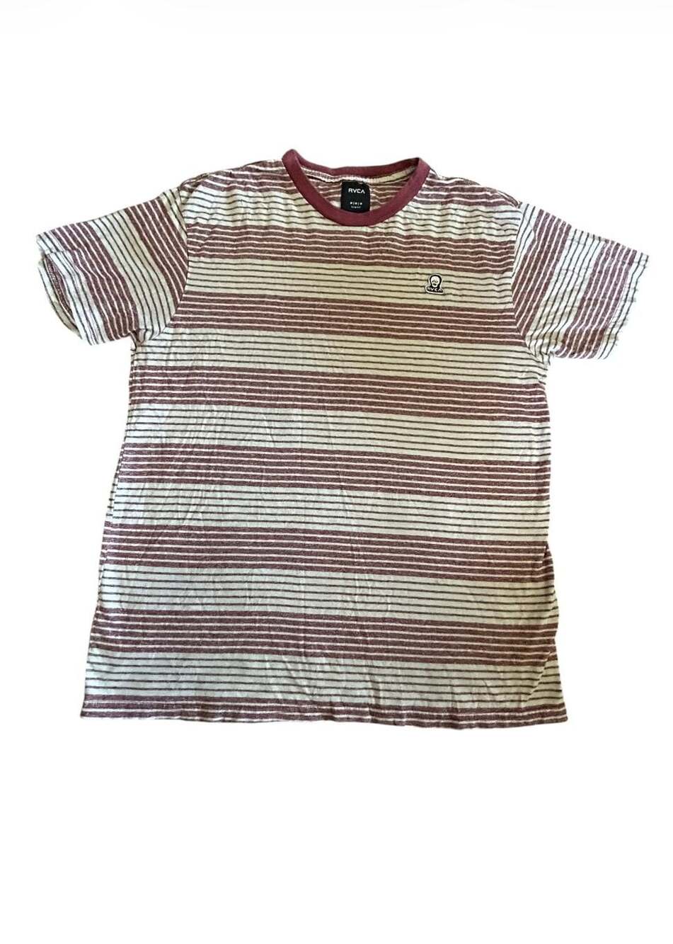 RVCA Slim Fit Striped T-Shirt with Embroidered Logo
